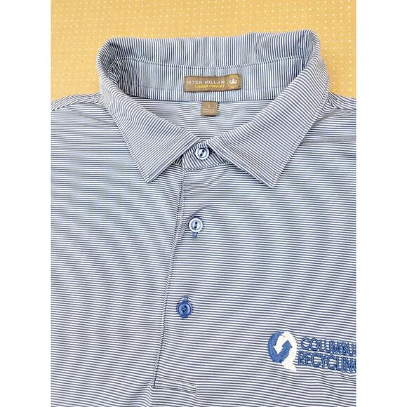 Peter Millar Shirt Mens Large Blue Summer Comfort Polo Golf Short Sleeve Stripe - Picture 7 of 14